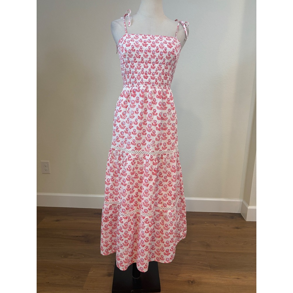 Roller Rabbit White and Pink Floral Maxi Dress